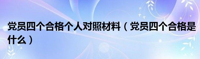 党员四个合格个人对照材料（党员四个合格是什么）