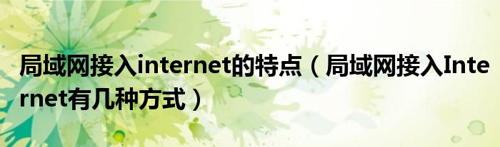 局域网接入internet的特点（局域网接入Internet有几种方式）