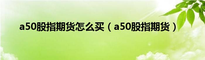 a50股指期货怎么买（a50股指期货）