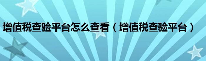 增值税查验平台怎么查看（增值税查验平台）