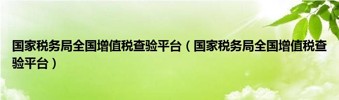 国家税务局全国增值税查验平台（国家税务局全国增值税查验平台）