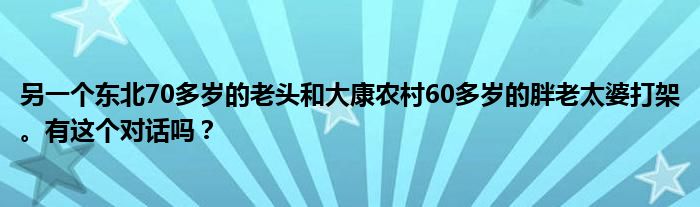 另一个东北70多岁的老头和大康农村60多岁的胖老太婆打架。有这个对话吗？