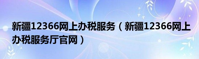 新疆12366网上办税服务（新疆12366网上办税服务厅官网）