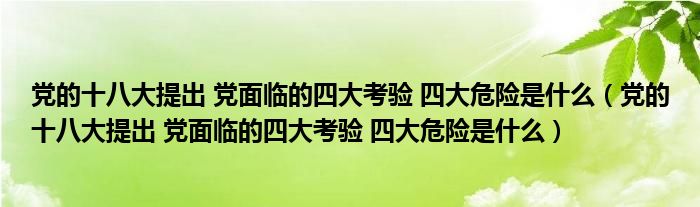 党的十八大提出 党面临的四大考验 四大危险是什么（党的十八大提出 党面临的四大考验 四大危险是什么）