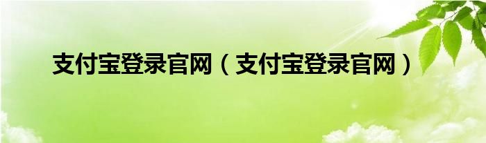 支付宝登录官网（支付宝登录官网）