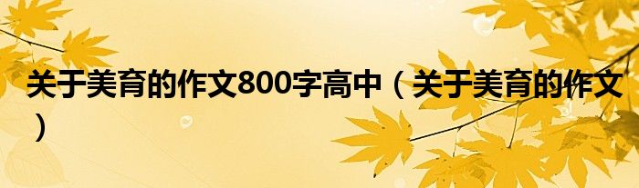 关于美育的作文800字高中（关于美育的作文）