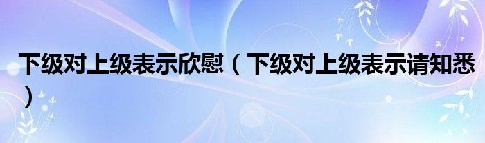 下级对上级表示欣慰（下级对上级表示请知悉）