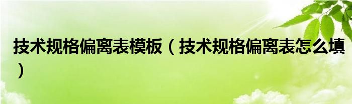 技术规格偏离表模板（技术规格偏离表怎么填）