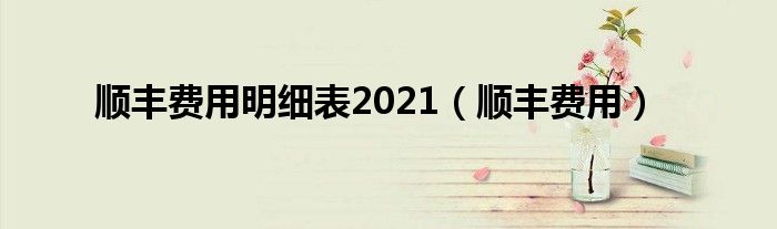 顺丰费用明细表2021（顺丰费用）