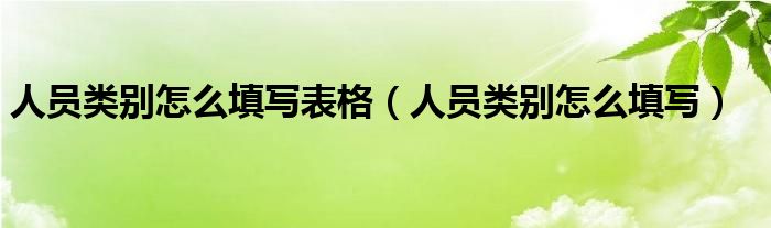 人员类别怎么填写表格（人员类别怎么填写）