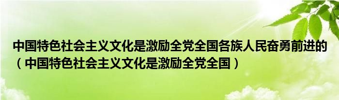 中国特色社会主义文化是激励全党全国各族人民奋勇前进的（中国特色社会主义文化是激励全党全国）