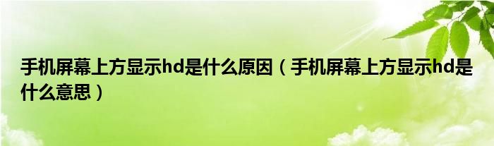 手机屏幕上方显示hd是什么原因（手机屏幕上方显示hd是什么意思）