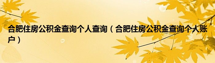 合肥住房公积金查询个人查询（合肥住房公积金查询个人账户）