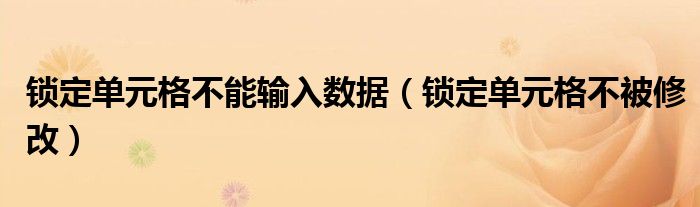 锁定单元格不能输入数据（锁定单元格不被修改）