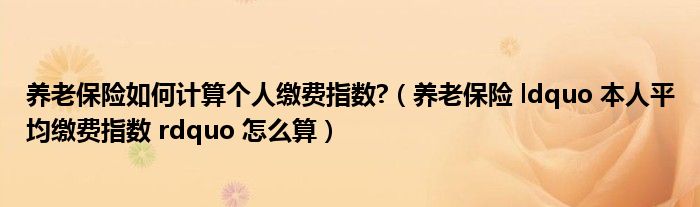 养老保险如何计算个人缴费指数?（养老保险 ldquo 本人平均缴费指数 rdquo 怎么算）