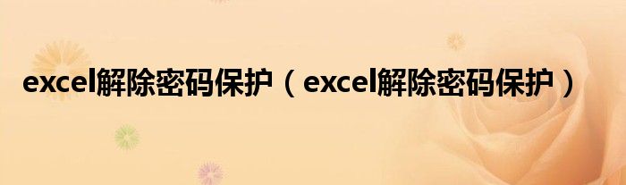 excel解除密码保护（excel解除密码保护）