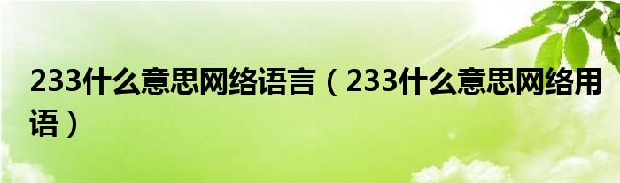 233什么意思网络语言（233什么意思网络用语）