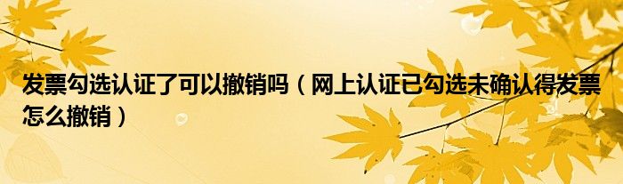 发票勾选认证了可以撤销吗（网上认证已勾选未确认得发票怎么撤销）