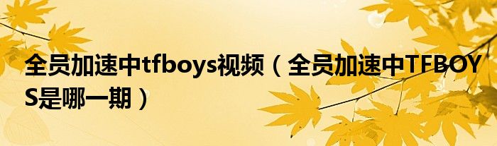 全员加速中tfboys视频（全员加速中TFBOYS是哪一期）