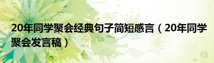 20年同学聚会经典句子简短感言（20年同学聚会发言稿）