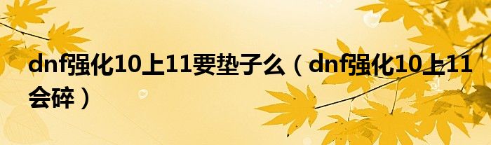 dnf强化10上11要垫子么（dnf强化10上11会碎）