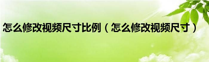 怎么修改视频尺寸比例（怎么修改视频尺寸）