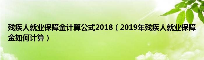 残疾人就业保障金计算公式2018（2019年残疾人就业保障金如何计算）