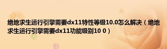 绝地求生运行引擎需要dx11特性等级10.0怎么解决（绝地求生运行引擎需要dx11功能级别10 0）