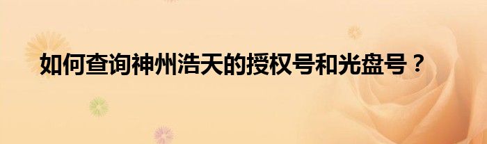 如何查询神州浩天的授权号和光盘号？