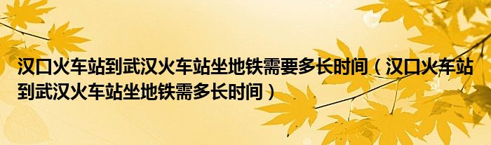 汉口火车站到武汉火车站坐地铁需要多长时间（汉口火车站到武汉火车站坐地铁需多长时间）