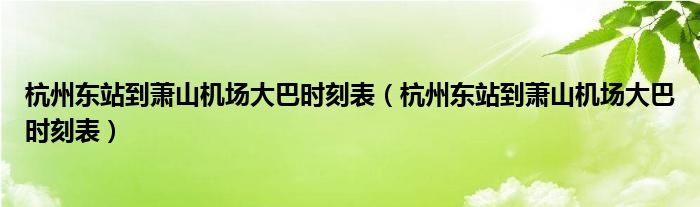 杭州东站到萧山机场大巴时刻表（杭州东站到萧山机场大巴时刻表）