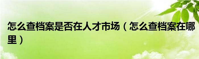 怎么查档案是否在人才市场（怎么查档案在哪里）