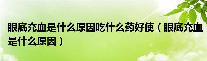 眼底充血是什么原因吃什么药好使（眼底充血是什么原因）