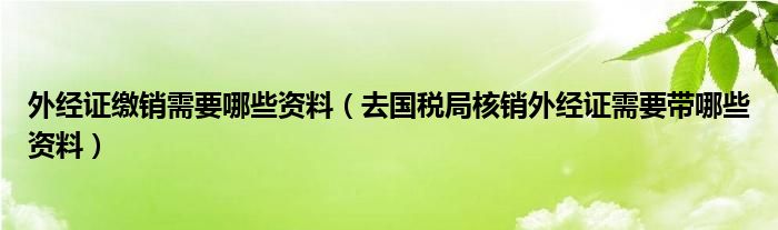 外经证缴销需要哪些资料（去国税局核销外经证需要带哪些资料）