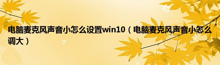 电脑麦克风声音小怎么设置win10（电脑麦克风声音小怎么调大）