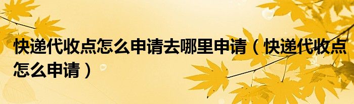 快递代收点怎么申请去哪里申请（快递代收点怎么申请）