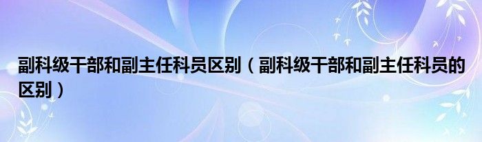 副科级干部和副主任科员区别（副科级干部和副主任科员的区别）