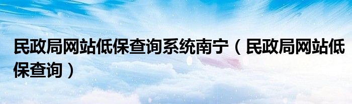 民政局网站低保查询系统南宁（民政局网站低保查询）