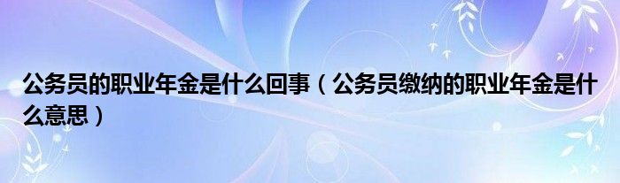 公务员的职业年金是什么回事（公务员缴纳的职业年金是什么意思）