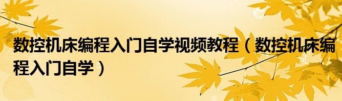 数控机床编程入门自学视频教程（数控机床编程入门自学）