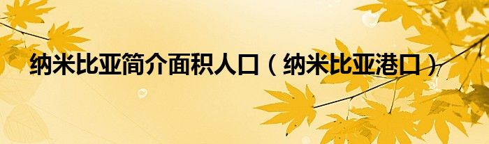 纳米比亚简介面积人口（纳米比亚港口）