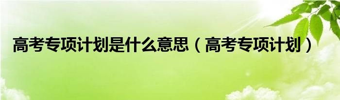 高考专项计划是什么意思（高考专项计划）