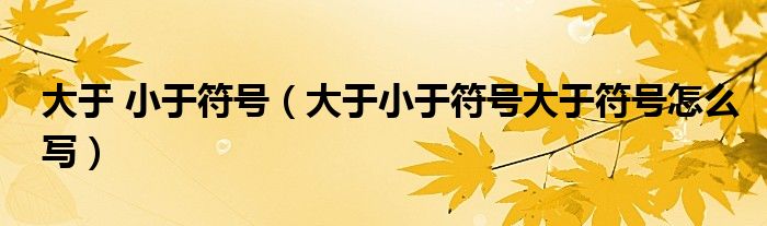 大于 小于符号(大于小于符号大于符号怎么写)_安保科技网