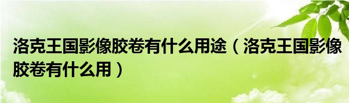 洛克王国影像胶卷有什么用途（洛克王国影像胶卷有什么用）