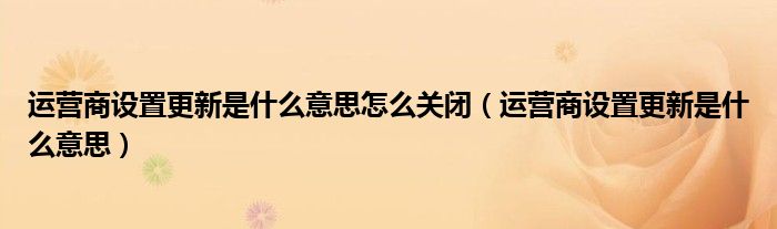 运营商设置更新是什么意思怎么关闭（运营商设置更新是什么意思）