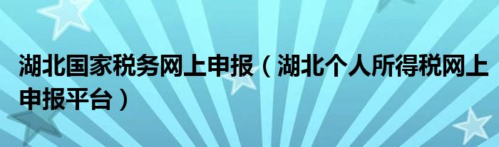 湖北国家税务网上申报（湖北个人所得税网上申报平台）