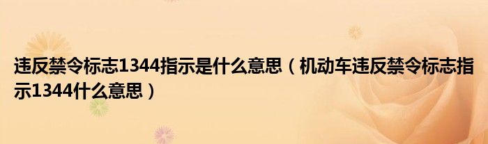 违反禁令标志1344指示是什么意思（机动车违反禁令标志指示1344什么意思）