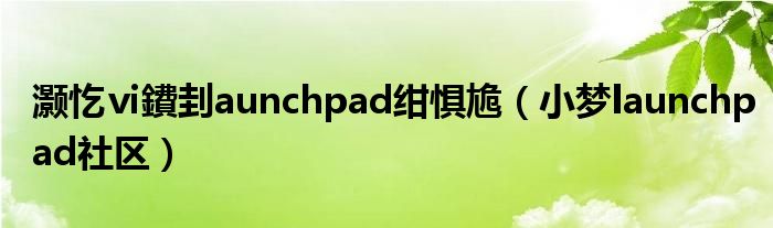 灏忔ⅵ鐨刲aunchpad绀惧尯（小梦launchpad社区）