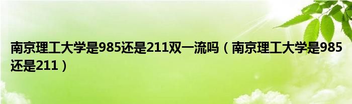 南京理工大学是985还是211双一流吗（南京理工大学是985还是211）