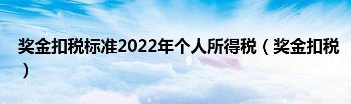 奖金扣税标准2022年个人所得税（奖金扣税）